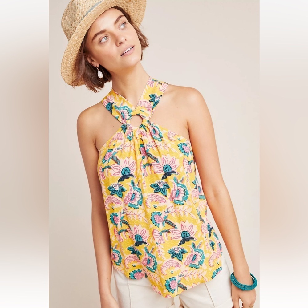 Maeve by Anthropologie Mica Floral Botanical Halter Top - 4